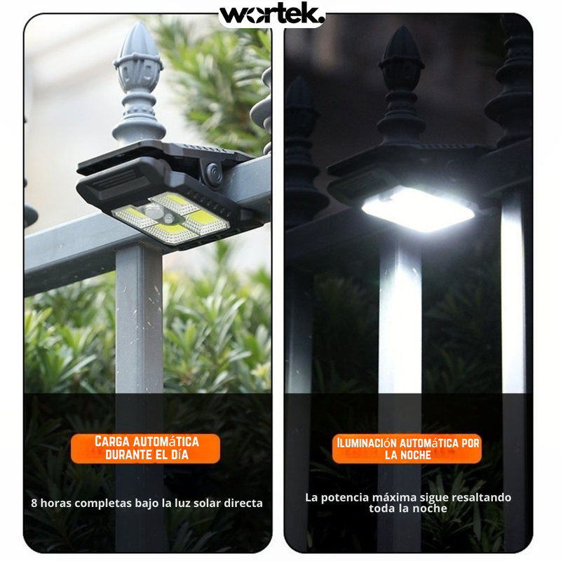 Luz LED Clip con Sensor y Carga Solar – Ilumina sin cables ni enchufes